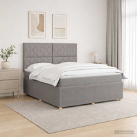 vidaXL LED sängram med madrass med huvudgavel Taupe 140 x 190 cm Tyg