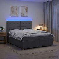 vidaXL LED sängram med madrass med huvudgavel Mörkgrå 180 x 200 cm Tyg