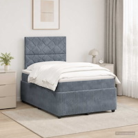 vidaXL LED sängram med madrass Mörkgrå 120 x 200 cm Sammet