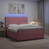 vidaXL LED sängram med madrass med huvudgavel Rosa 140 x 190 cm Sammet