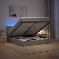 vidaXL Ottoman-säng med madrass och LED Taupe 140 x 200 cm Tyg