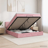 vidaXL Ottoman-säng med madrass och LED Rosa 140 x 200 cm Sammet