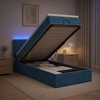 vidaXL Ottoman-säng med madrass och LED Mörkblå 100 x 200 cm Sammet