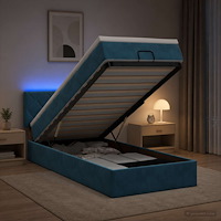 vidaXL Ottoman-säng med madrass och LED Mörkblå 100 x 200 cm Sammet