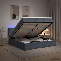 vidaXL Ottoman-säng med madrass och LED Mörkgrå 140 x 190 cm Sammet