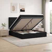 vidaXL Ottoman säng med madrass med huvudgavel Svart 140 x 200 cm Tyg