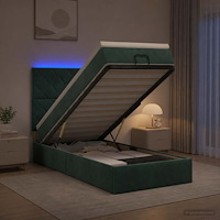 vidaXL Ottoman-säng med madrass och LED Mörkgrön 100 x 200 cm Sammet