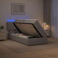 vidaXL LED förvaringssäng med madrass Ljusgrå 100 x 200 cm Tyg