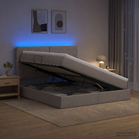 vidaXL LED förvaringssäng med madrass Taupe 160 x 200 cm Tyg