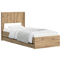 vidaXL Sängram med förvaring och huvudgavel Artisan Oak 90 x 200 cm