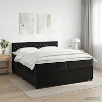 vidaXL Kontinentalsäng med madrass Svart 200 x 200 cm Sammet