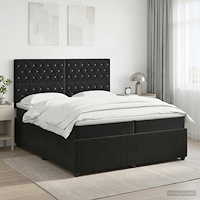 vidaXL Kontinentalsäng med madrass Svart 200 x 200 cm Sammet