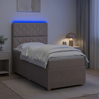 vidaXL LED sängram med madrass med huvudgavel Taupe 80 x 200 cm Tyg