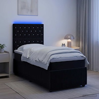 vidaXL LED sängram med madrass Svart 100 x 200 cm Sammet