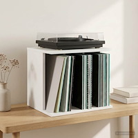 vidaXL Lagring för vinylskivor Vit 42 x 33 x 36 cm Konstruerat trä