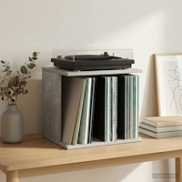 vidaXL Lagring för vinylskivor Betonggrå 42 x 33 x 36 cm