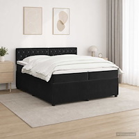 vidaXL Kontinentalsäng med madrass Svart 200 x 200 cm Sammet