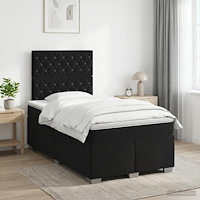 vidaXL Kontinentalsäng med madrass Svart 120 x 190 cm Sammet