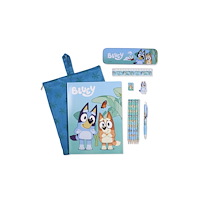 PEERS HARDY BLUEY BUMPER STATIONERY SET IN REUSABLE BAG