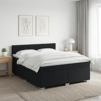 vidaXL Kontinentalsäng med madrass Svart 160 x 200 cm Tyg
