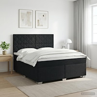 vidaXL Kontinentalsäng med madrass Svart 160 x 200 cm Tyg