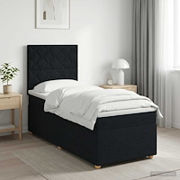 vidaXL Kontinentalsäng med madrass Svart 80 x 200 cm Tyg