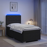 vidaXL LED sängram med madrass med huvudgavel Svart 80 x 200 cm Tyg