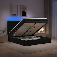vidaXL Ottoman-säng med madrass och LED Svart 160 x 200 cm Tyg