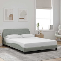 vidaXL Bed Frame "Dover" Light Grey 137x190 cm Velvet
