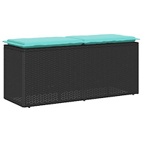 vidaXL Trädgårdsbänk med dyna svart 110x40x44 cm konstrotting