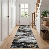 vidaXL Mattlöpare LESAKA Svart och Guld 50 x 100 cm Diamantvelour