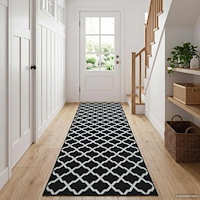 vidaXL Mattlöpare LESAKA Svart och vit 50 x 250 cm Diamantvelour