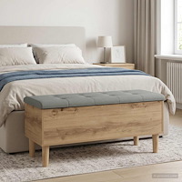 vidaXL Förvaringsbänk med kudde Artisan-ek 102 x 42 x 46 cm