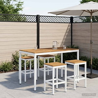 vidaXL Trädgård Bar Bord Vit 141 x 80,5 x 105 cm Massivt Akaciaträ