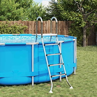 vidaXL Stege för ovanmarkspool 195 x 150 cm 4-stegs Rostfritt Stål 304