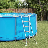 vidaXL Stege för ovanmarkspool 224 x 175 cm 5-stegs Rostfritt Stål 304
