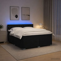 vidaXL Boxspring säng med madrass och LED Svart 180 x 200 cm Sammet