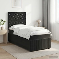 vidaXL Kontinentalsäng med madrass Svart 90 x 190 cm Sammet