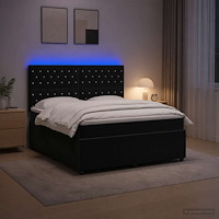 vidaXL LED sängram med madrass Svart 180 x 200 cm Sammet