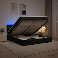 vidaXL Ottoman-säng med madrass och LED Svart 180 x 200 cm Sammet