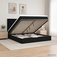 vidaXL Ottoman säng med madrass Svart 180 x 200 cm Sammet