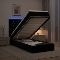 vidaXL Ottoman-säng med madrass och LED Svart 90 x 190 cm Sammet