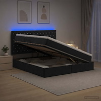 vidaXL LED förvaringssäng med madrass Svart 180 x 200 cm Sammet
