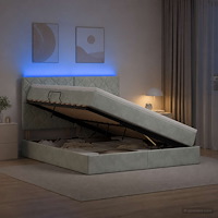 vidaXL LED förvaringssäng med madrass Ljusgrå 180 x 200 cm Sammet