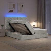 vidaXL LED förvaringssäng med madrass Ljusgrå 180 x 200 cm Sammet