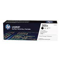 Hewlett-Packard HP 305X - 2-pack - Lång livslängd - svart - original - LaserJet - tonerkassett (CE410XD)