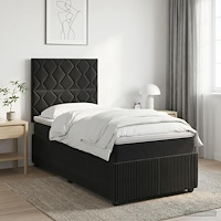 vidaXL LED sängram med madrass med huvudgavel Svart 90 x 200 cm Sammet