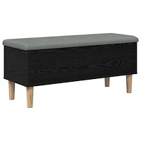 vidaXL Förvaringsbänk med kudde Svart ek 102 x 42 x 46 cm
