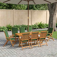 vidaXL Matgrupp för trädgård, 9 delar 8-sits Naturlig