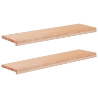vidaXL Trapstegsmattor 2 st 90 x 30 x 2 cm Naturlig Massivt bokträ